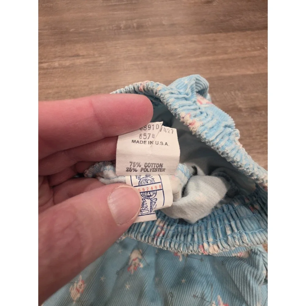 Vintage OshKosh B'Gosh Pants Kids 6 Corduroy Skiing Bunnies Union USA Made